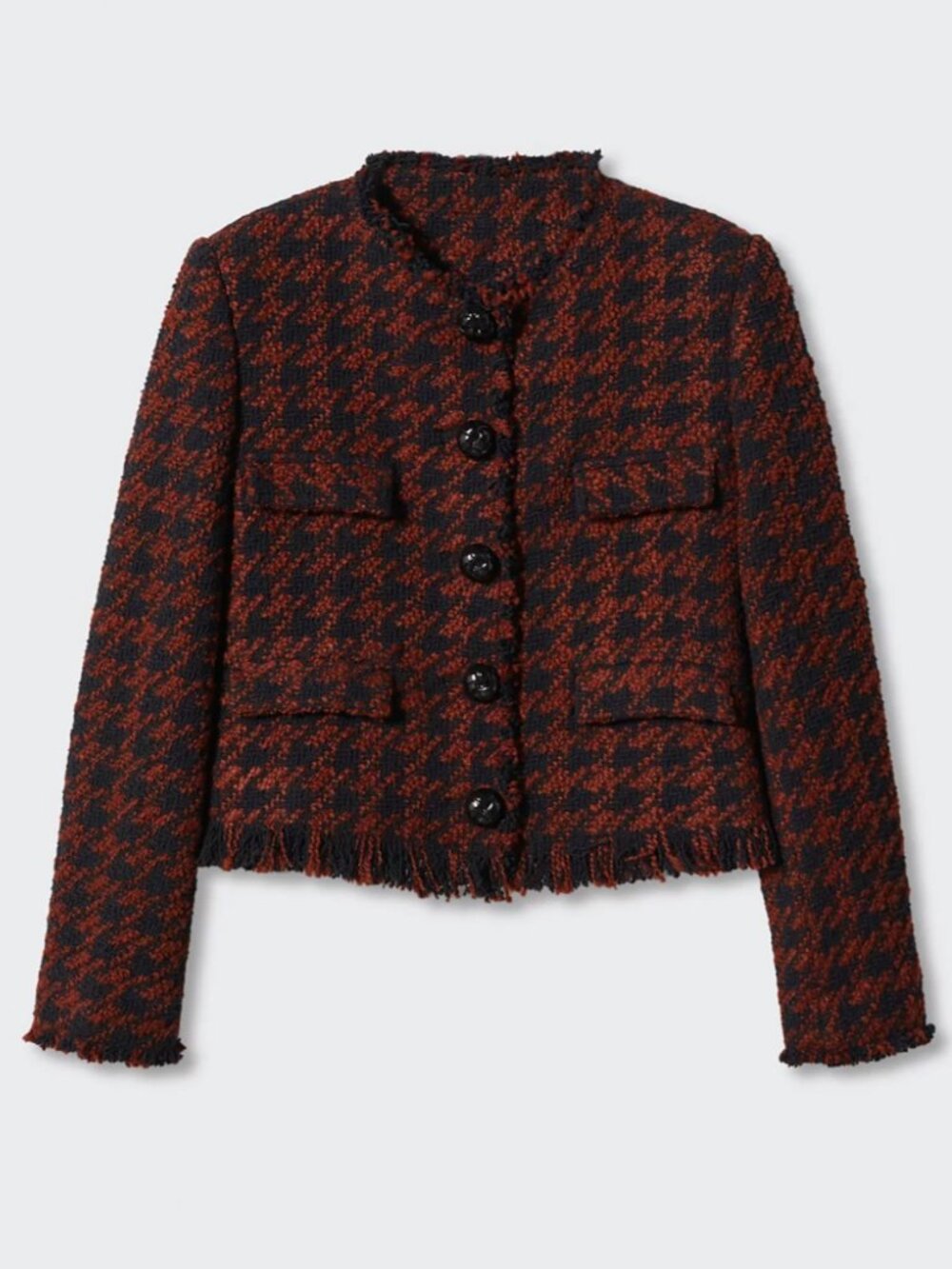 MANGO Women's Fringed Tweed Preppy Jacket Sz L * NWT *